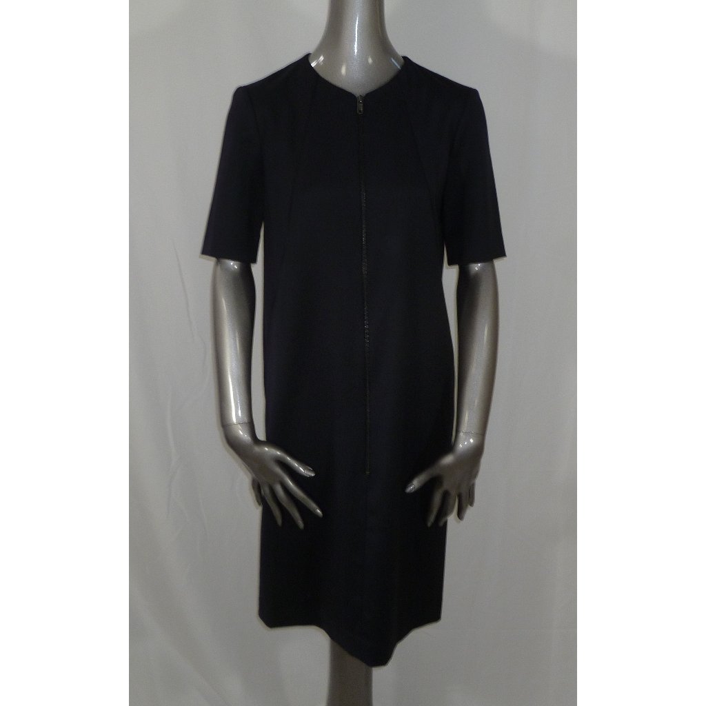 Hache Nwt Blue Dress Wool Blend Solid Front Zip 40 Small